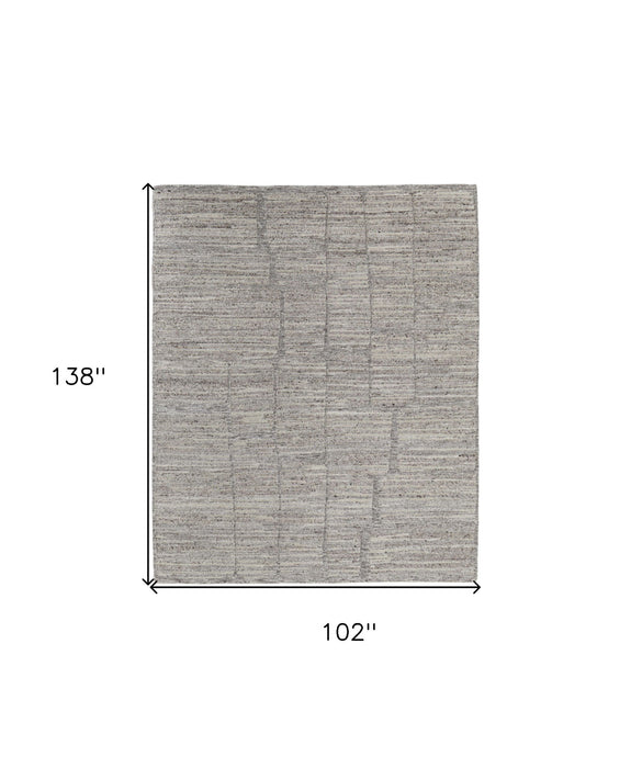 8' x 12' Abstract Hand Woven Worn Faded Area Rug - Taupe And Gray
