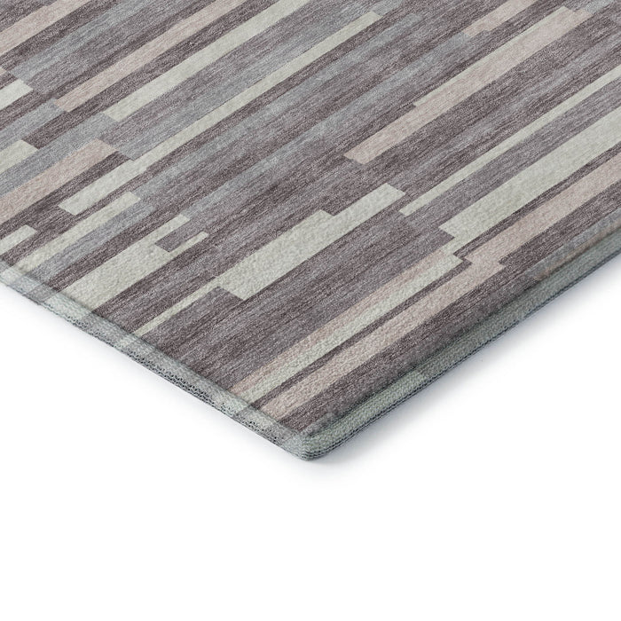 10' X 14' Striped Washable Area Rug With UV Protection (671066) - Lavender / Ivory
