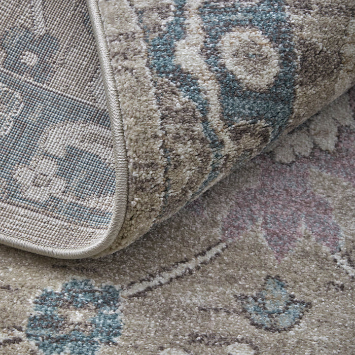 9' X 12' Floral Distressed Polypropylene Area Rug - Gray