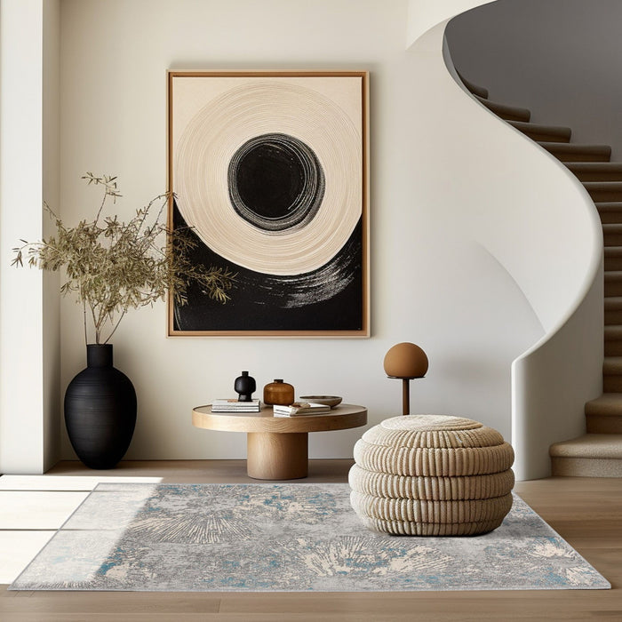 7.8' x 10.8' Abstract Dhurrie Area Rug - Blue