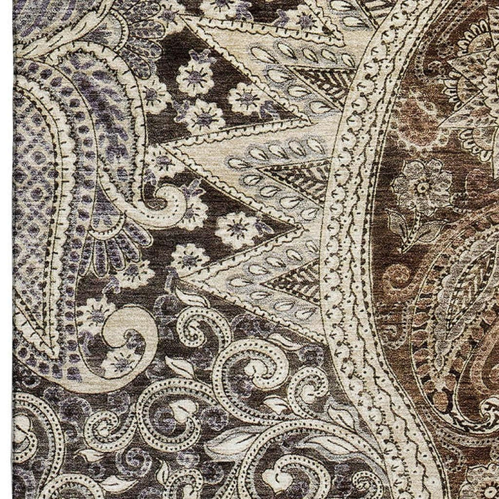 10' X 14' Paisley Washable Area Rug With UV Protection (683740) - Brown / Beige / Taupe
