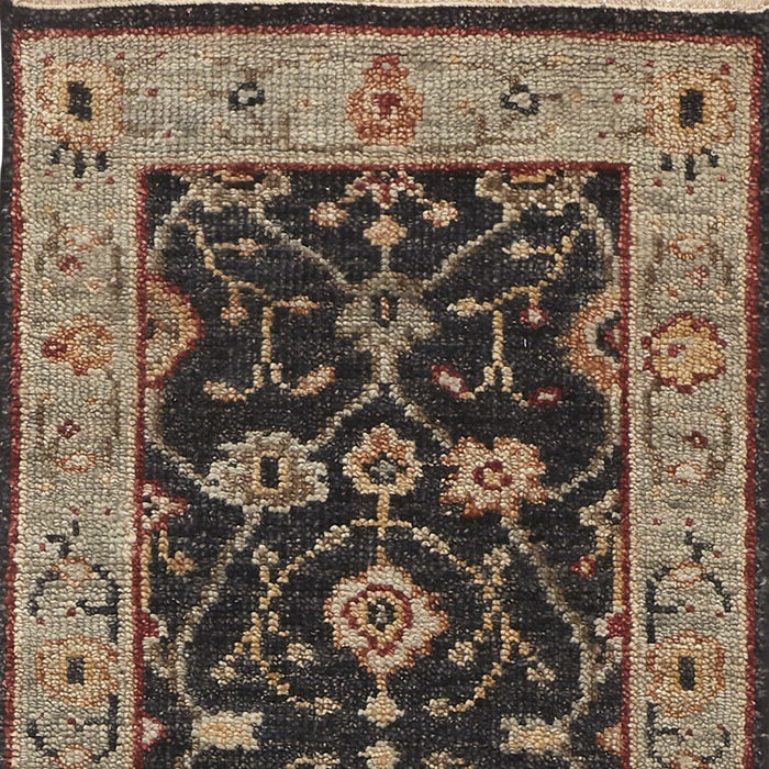 8' Oriental Hand Knotted Runner Rug With Fringe - Black And Gold