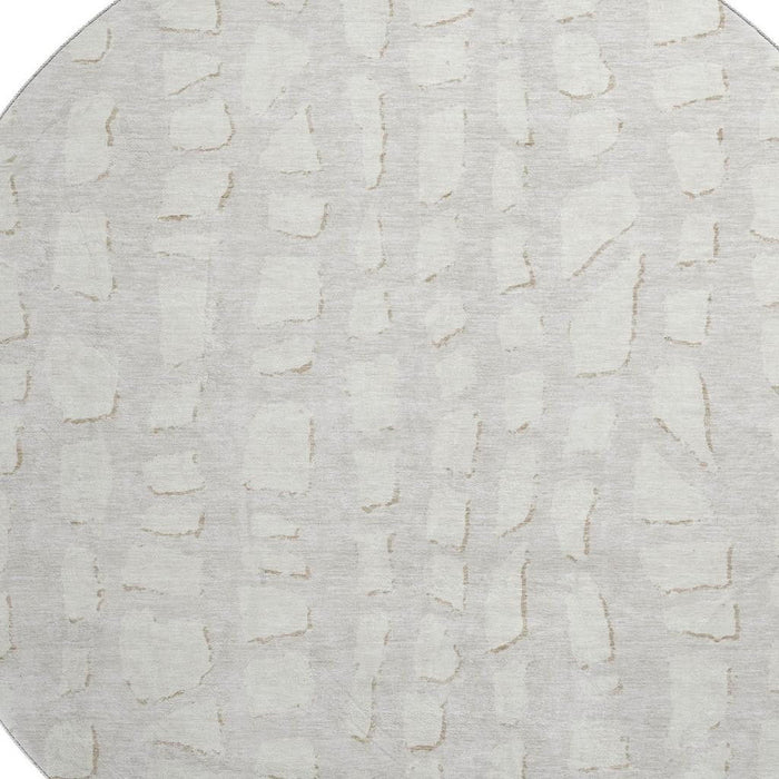 8' Cobblestone Washable Round Rug With UV Protection - Ivory And Beige