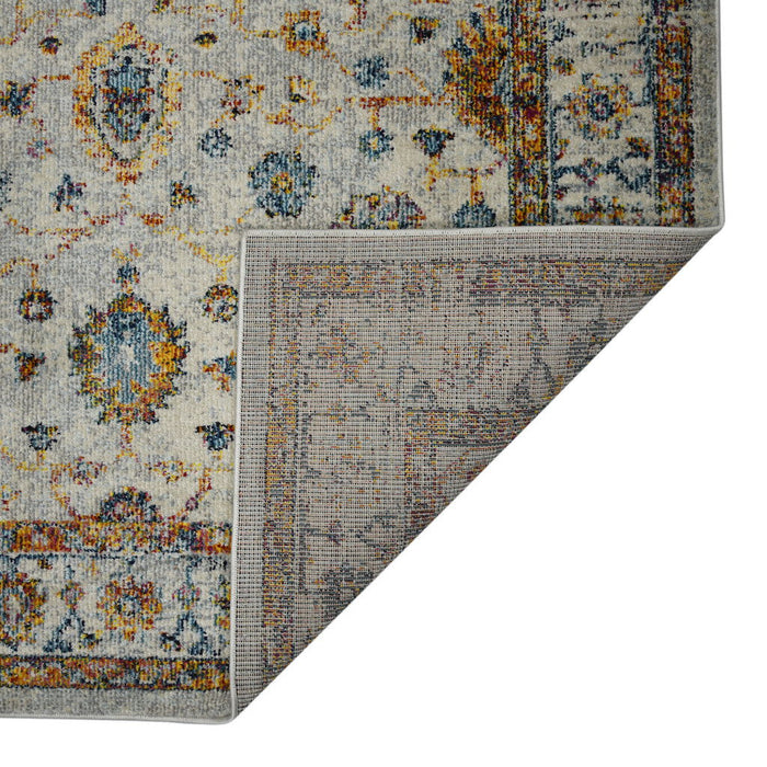 8.8' x 11.8' Floral Power Loom Area Rug - Orange And Ivory