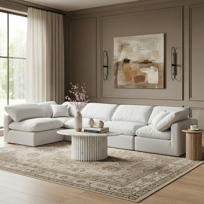 Indulge - Linen 5 Piece Modular Sectional - White