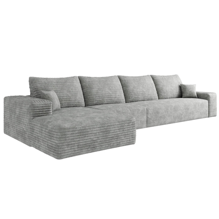 Corduroy Modular Compression Foam Sofa With Toss Pillows - Gray