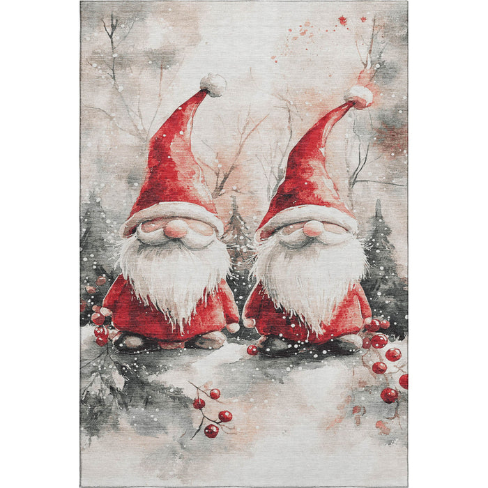 10' X 14' Floral Washable Area Rug With UV Protection (701641) - Ivory / Red / Gray