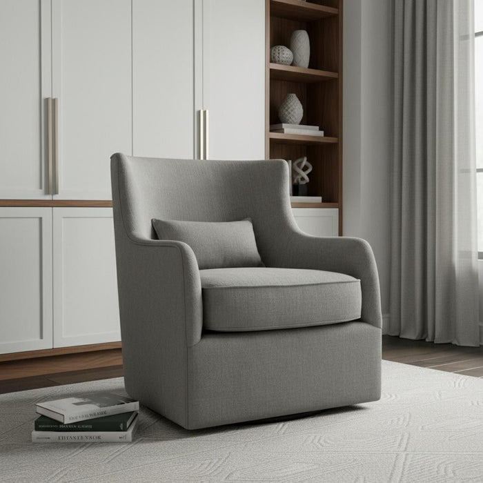 Polyester Blend Solid Color Swivel Arm Chair - Gray