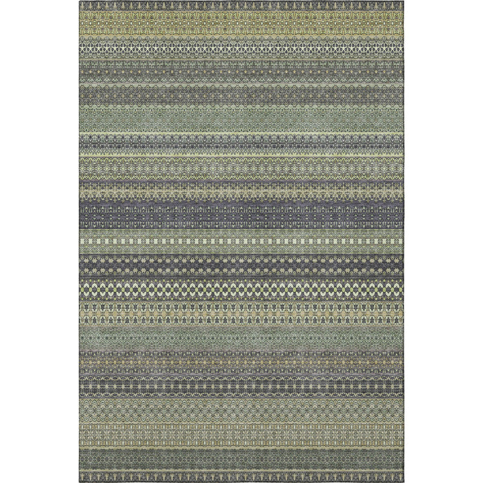 10' X 14' Striped Washable Area Rug With UV Protection (647554) - Sage / Gray / Ivory