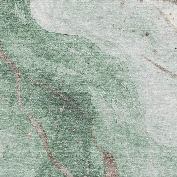 10' X 14' Abstract Washable Area Rug With UV Protection (694242) - Green / Taupe / Ivory