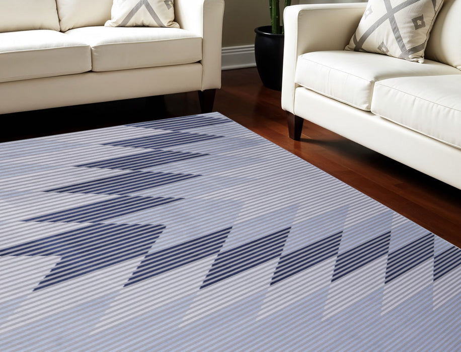 10' X 13' Geometric Power Loom Area Rug - Blue