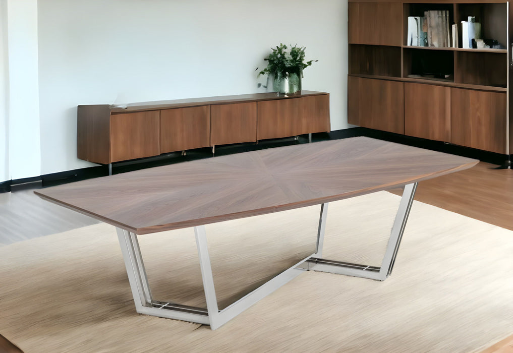 107" Rectangular Manufactured Wood And Iron Dining Table - Brown