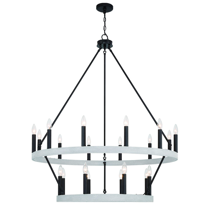 48" Candle Style Multi Light Metal Dimmable Chandelier - Black / White