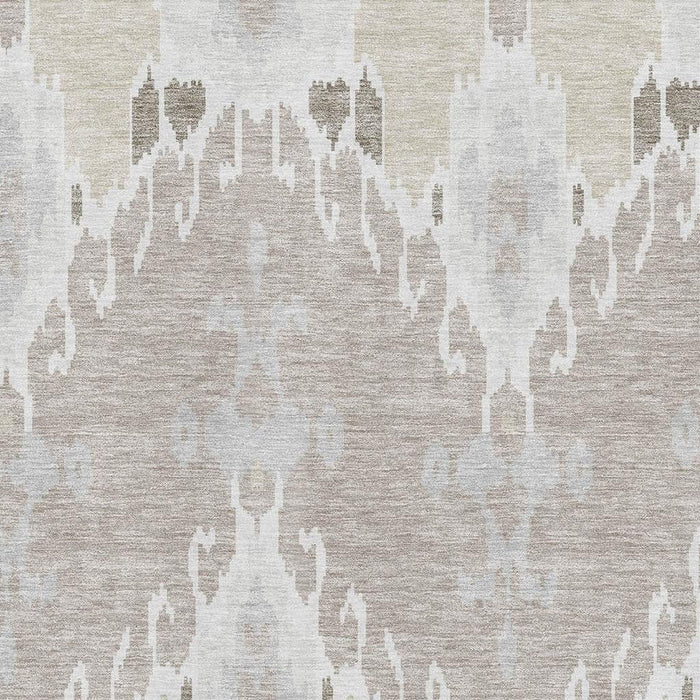 10' X 14' Ikat Washable Area Rug With UV Protection - Ivory