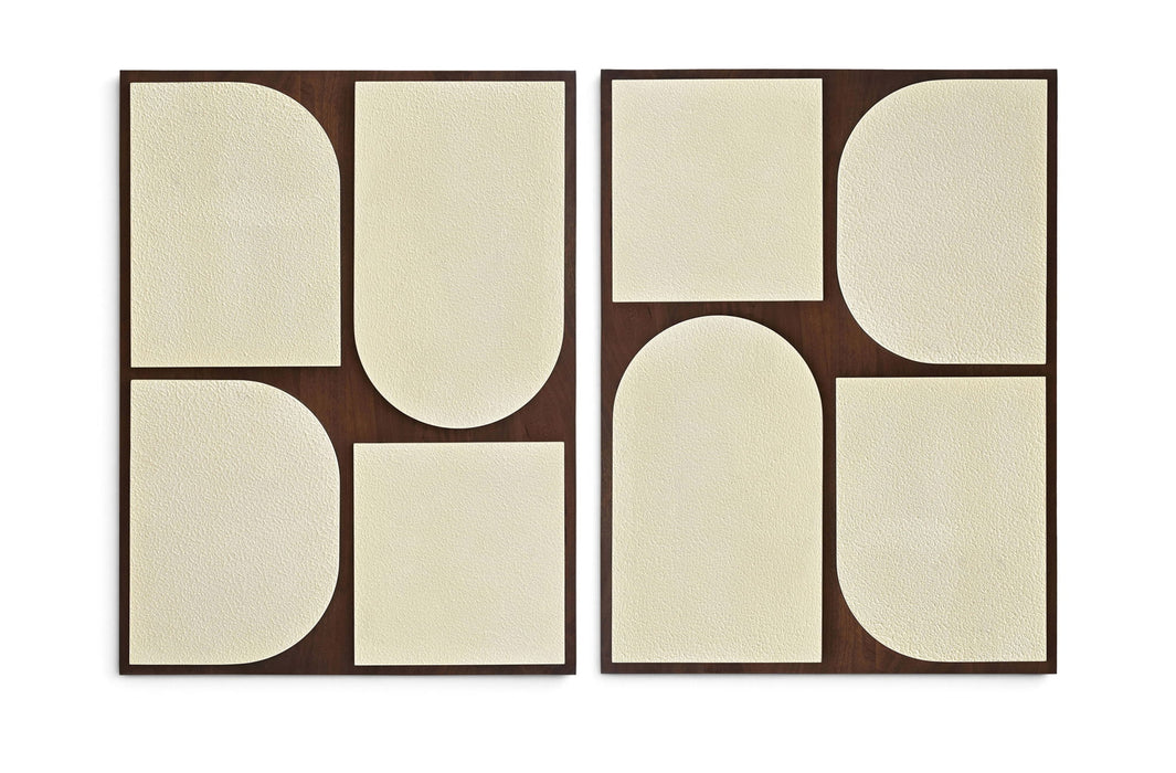 Mango wood wall decor by Meridian Furniture featuring two-piece wall art with natural wood finish and modern design.