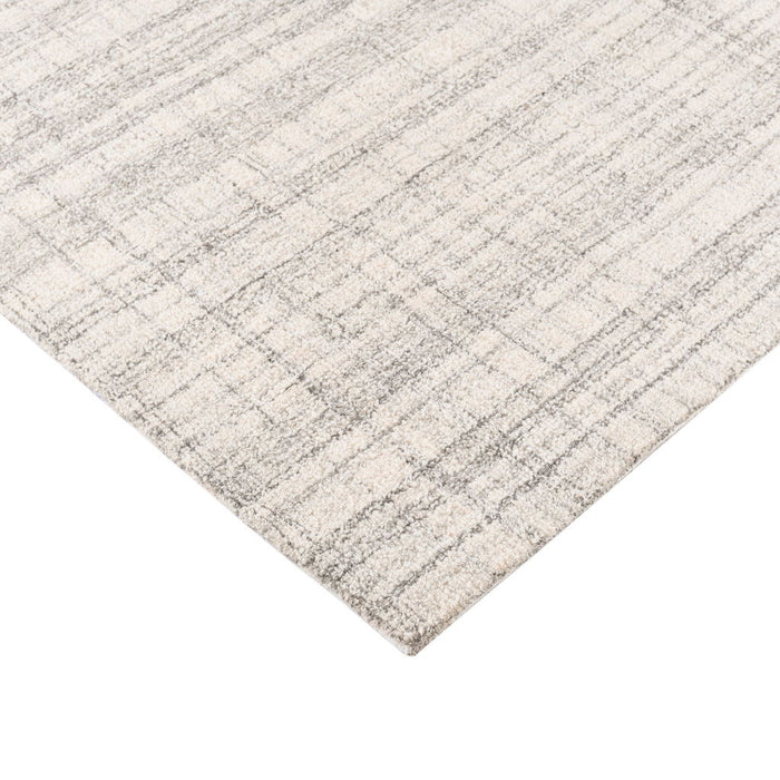 9' X 12' Wool Plaid Hand Tufted Area Rug - Ivory And Gray