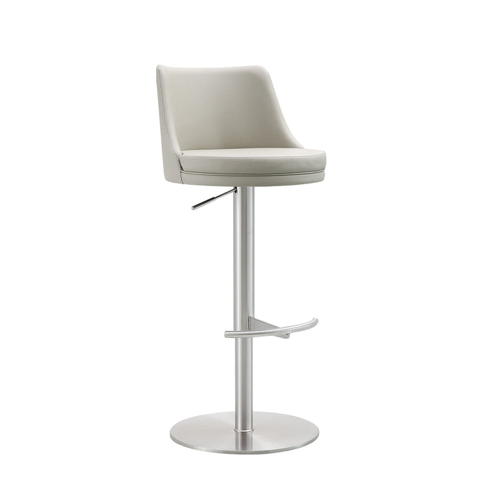 Faux Leather Steel Low Back Adjustable Height Swivel Bar Chair - Gray