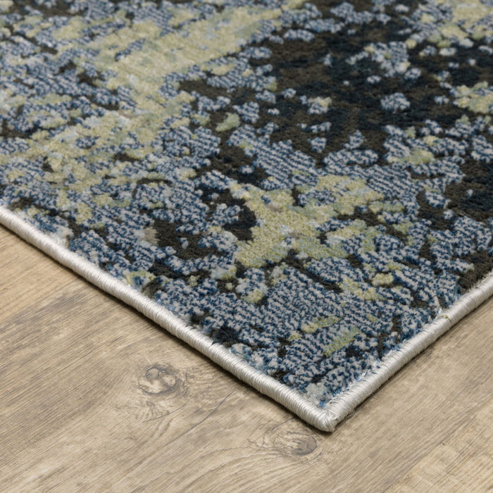 10' x 13' Abstract Power Loom Stain Resistant Area Rug - Blue Green Gray And Beige