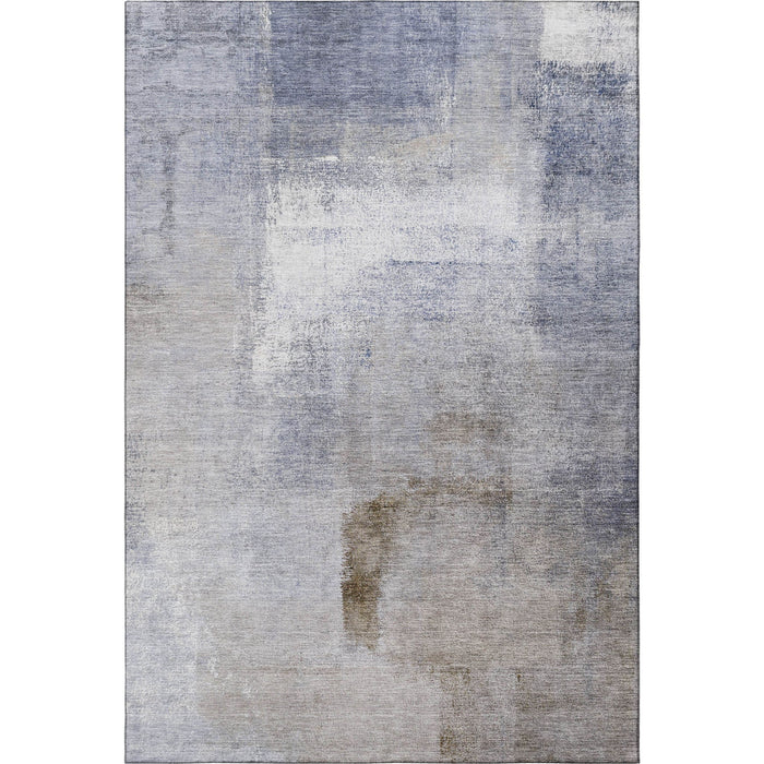 10' X 14' Abstract Washable Area Rug With UV Protection - Blue And Beige