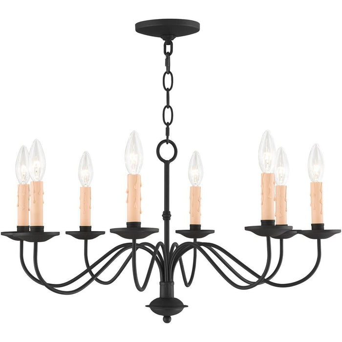 14" Eight Light Dimmable Chandelier With Shades - Black