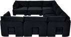 Meridian Furniture Hammond velvet U-shaped sectional sofa with plush upholstery and eight pieces, perfect for spacious living rooms.