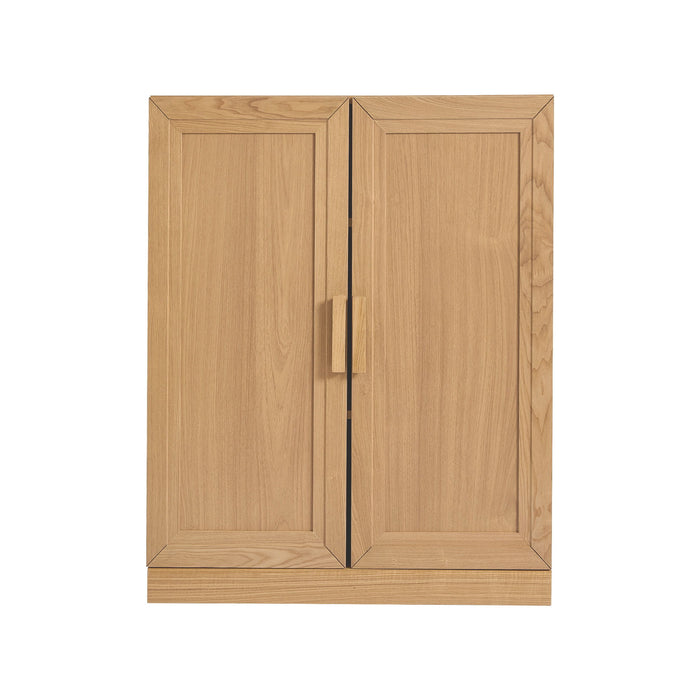Corner Accent Wood Cabinet With Two Doors (Set of 2) - Natural