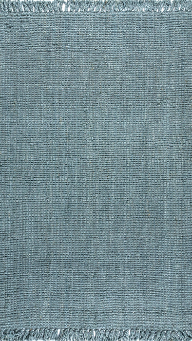 10' X 14' Jute Handmade Area Rug With Fringe (684893) - Light Blue