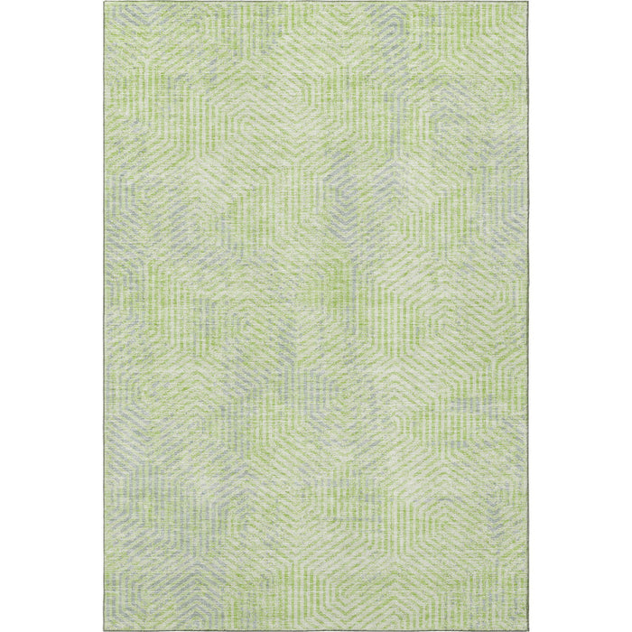 10' X 14' Geometric Washable Area Rug With UV Protection (672512) - Lime Green / Gray
