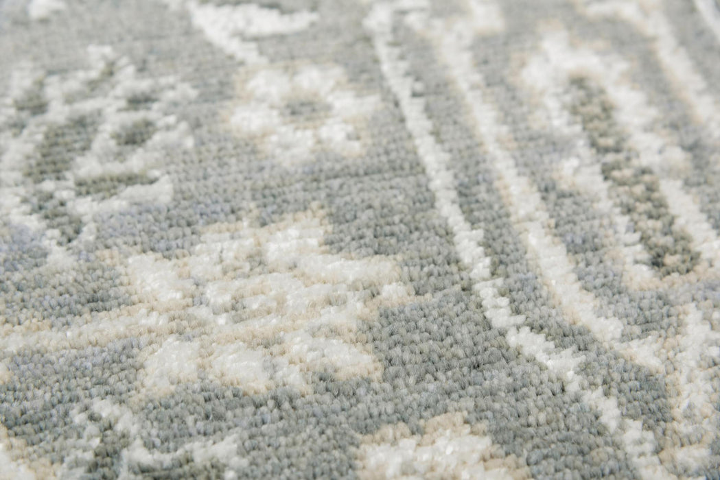9' X 12' New Zealand Lambs Wool Oriental Hand Carved Handmade Area Rug (747274) - Gray / Ivory