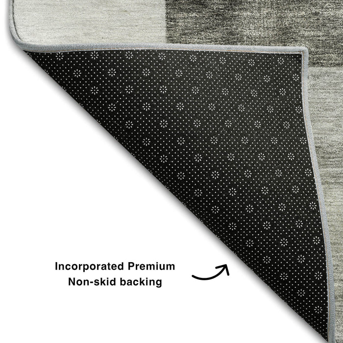10' X 14' Geometric Washable Area Rug With UV Protection (688243) - Pewter / Gray / Silver