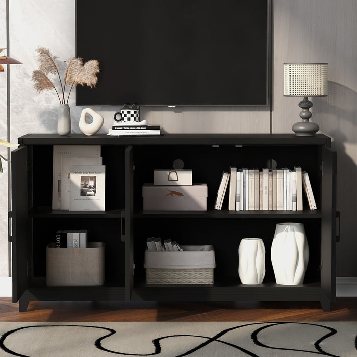 Giga modern TV stand for 65-inch TVs with two spacious storage compartments, solid wood legs, and sleek entertainment center design.
