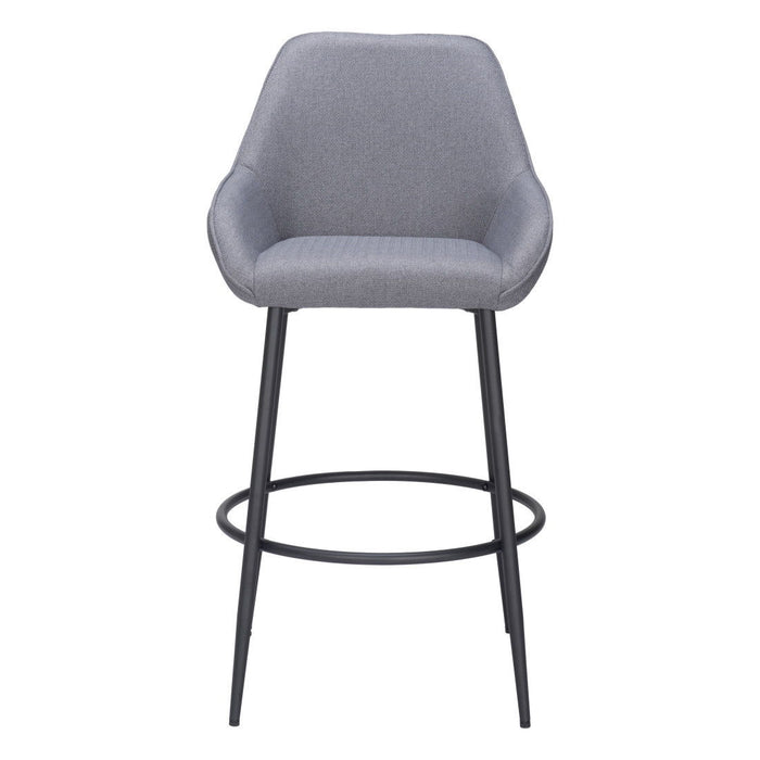 30" Fabric And Steel Bar Height Bar Chairs (Set of 2) - Gray And Black