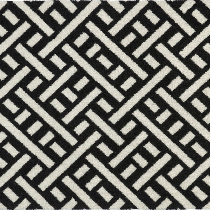 2' X 3' Trellis Washable Area Rug With UV Protection (568177) - Black / White