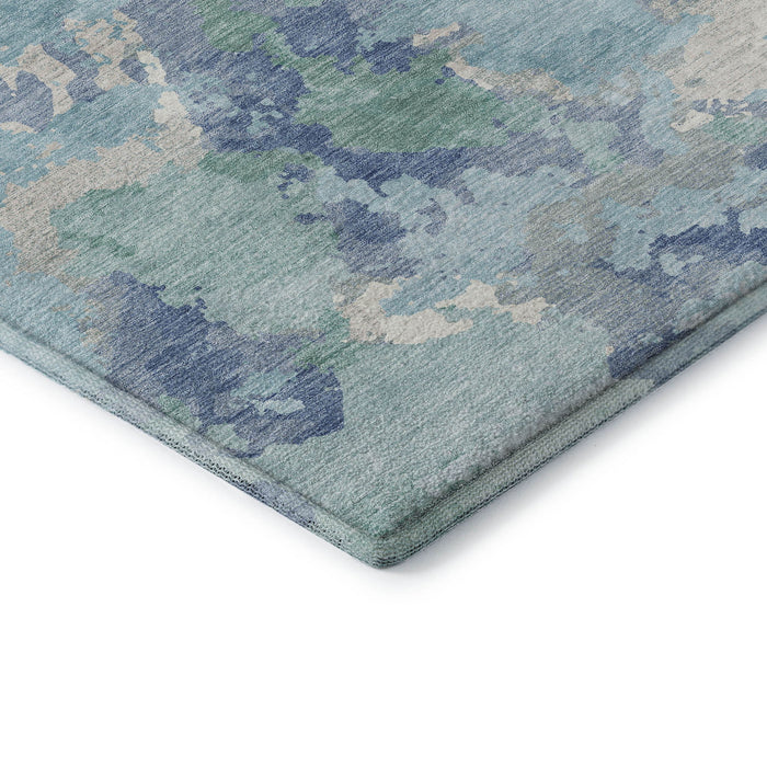10' X 14' Abstract Washable Area Rug With UV Protection (693366) - Pale Aqua / Ivory / Gray