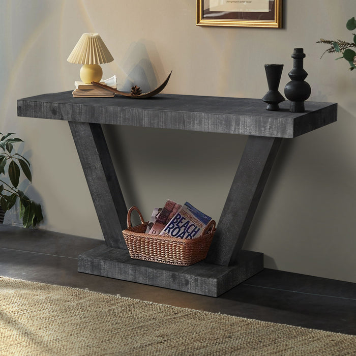 Giga vintage distressed wood entryway bench with two-tier storage cabinet, accent piece with rustic charm and functional design.
