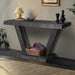 Giga vintage distressed wood entryway bench with two-tier storage cabinet, accent piece with rustic charm and functional design.