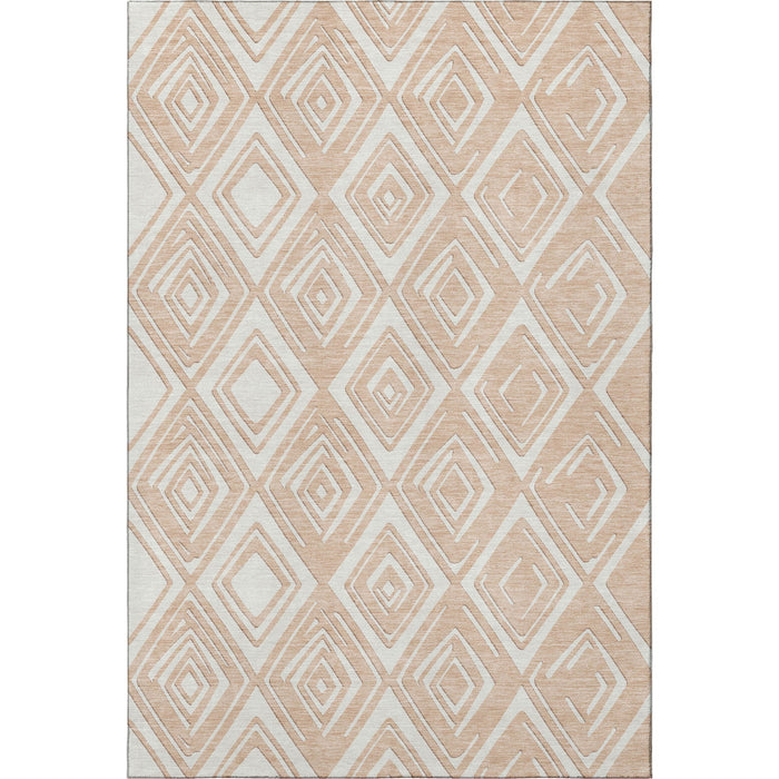 10' X 14' Geometric Washable Area Rug With UV Protection (668433) - Peach / Ivory
