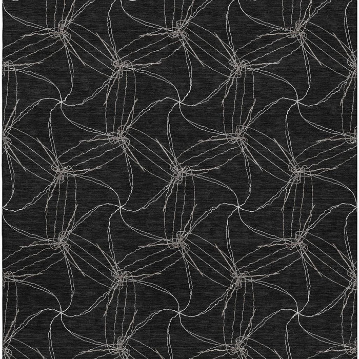 10' X 14' Geometric Washable Area Rug With UV Protection (676554) - Black / Ivory