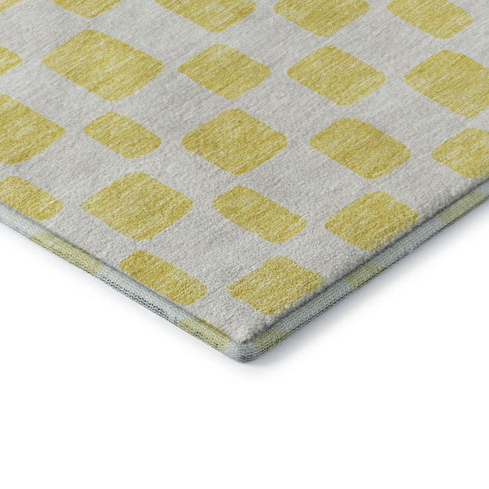 10' X 14' Geometric Washable Area Rug With UV Protection (669336) - Yellow / Beige