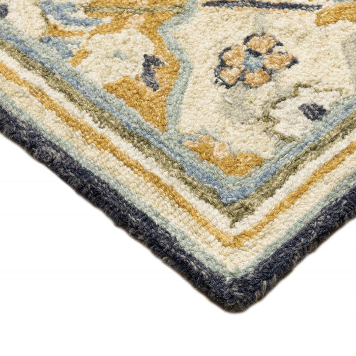 8' x 10' Geometric Tufted Handmade Stain Resistant Area Rug - Blue Green Gold Navy And Ivory