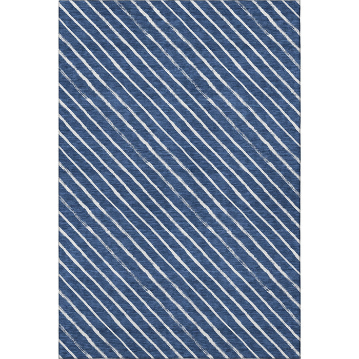 10' X 14' Abstract Geometric Washable Area Rug With UV Protection (701942) - Navy Blue / Ivory