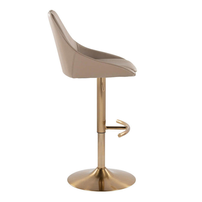 Diana - Adjustable Barstool With Rounded T Footrest (Set of 2) - Gold Metal