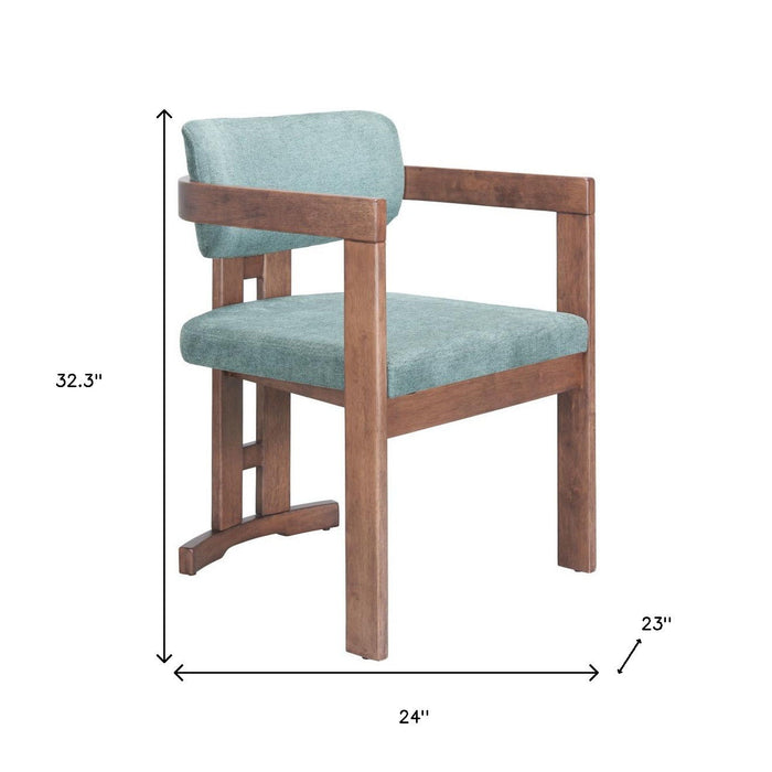 Upholstered Fabric Open Back Dining Arm Chair - Gray / Brown