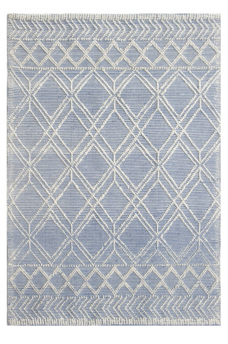 9' x 13' Tribal Geometric Pattern Area Rug - Blue Ivory