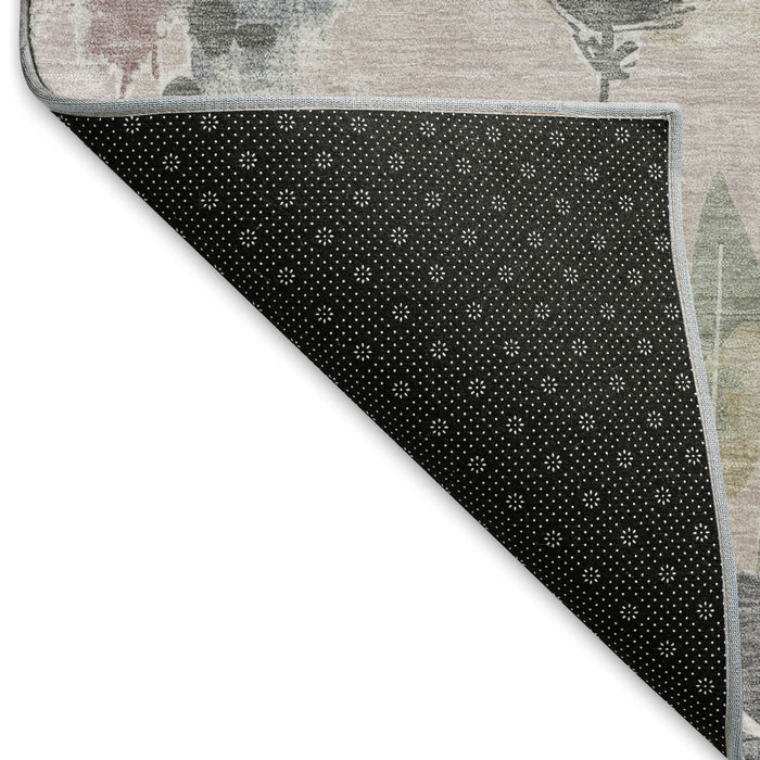 10' X 14' Floral Washable Area Rug With UV Protection (694364) - Blush / Mauve / Gray
