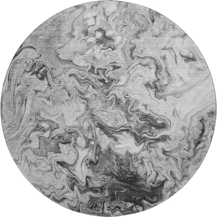 8' Abstract Washable Round Rug With UV Protection (650953) - Gray / Ivory