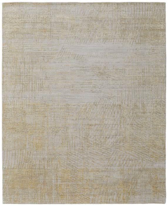 8' x 10' Abstract Hand Woven Area Rug - Yellow And Ivory