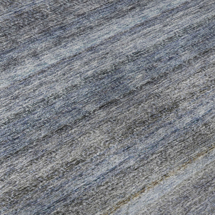 10' X 14' Striped Washable Area Rug With UV Protection (688045) - Blue / Gray