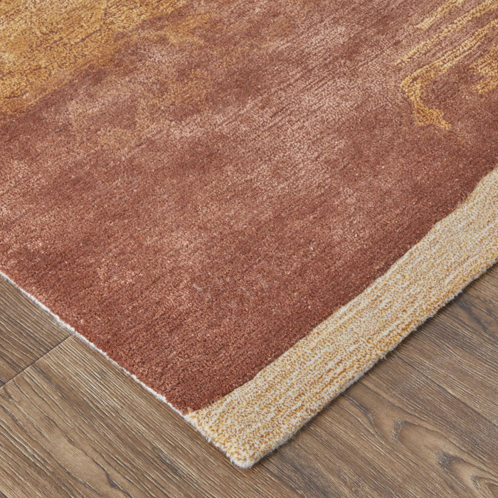 10' X 14' Abstract Hand Tufted Area Rug (566523) - Ivory / Red / Orange