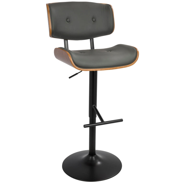 Lombardi - Adjustable Barstool - Walnut With Gray Faux Leather
